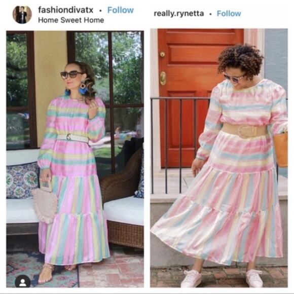 NWOT Halogen X Atlantic-Pacific Stripe Tiered Organza Dress - M - Picture 4 of 9